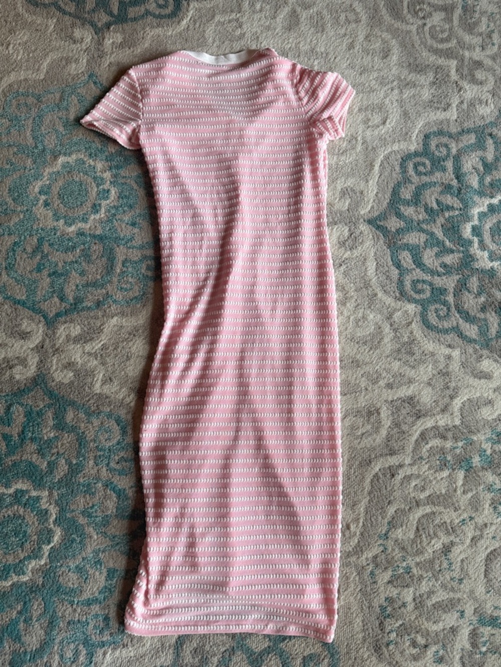 Pink Button-Front Ribbed Midi Dress - Picture 6 of 6